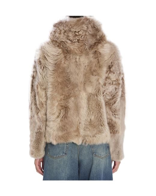 Yves Salomon Blue Long-Sleeved Fur