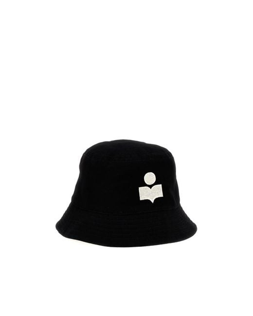 Isabel Marant Black Logo Embroidered Narrow Brim Bucket Hat for men