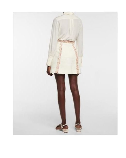 Giambattista Valli Natural Tweed Wool-Blend Miniskirt