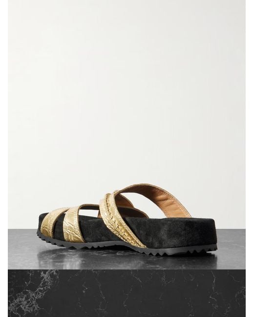 Dries Van Noten Brown Crisscross Platform Flat Sandals