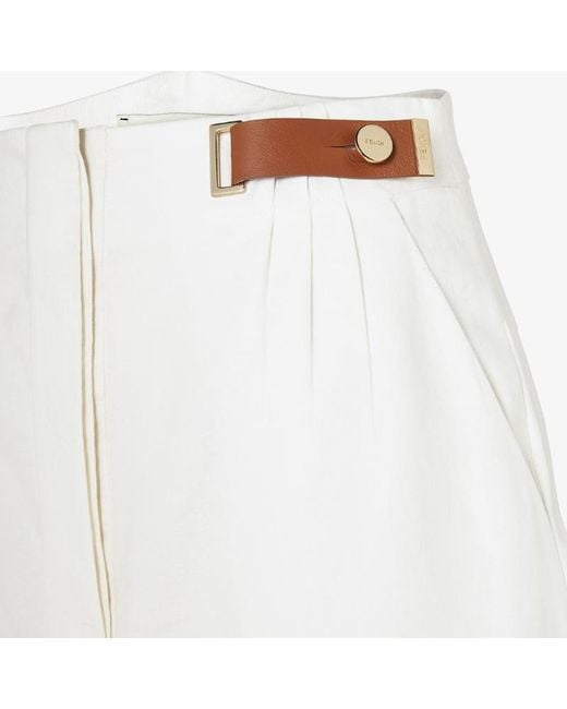 Fendi White Flared Midi Skirt