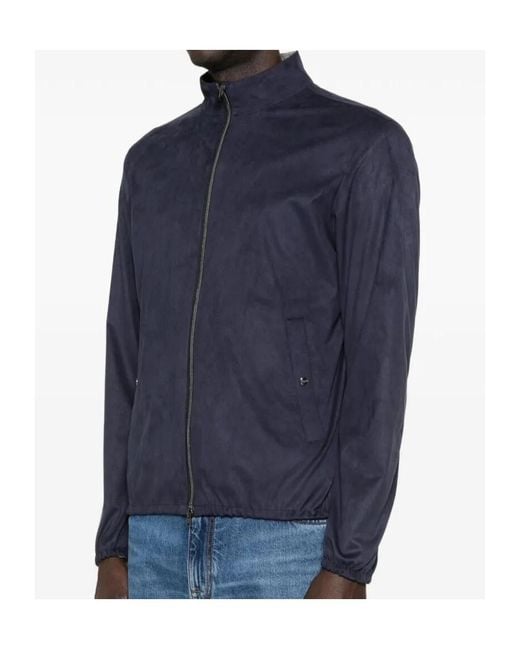 Herno Blue Long-Sleeved Zip-Up Coat for men