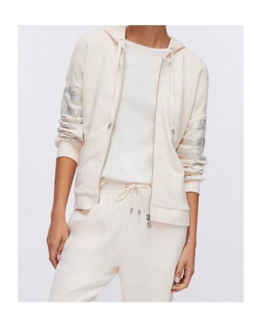 Liu Jo Natural Studded Zip-Up Hoodie