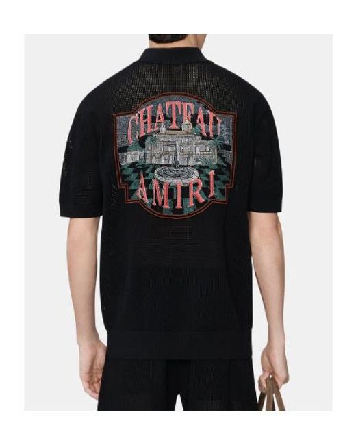 Amiri Black Short Sleeved Crochet Os Shirt for men
