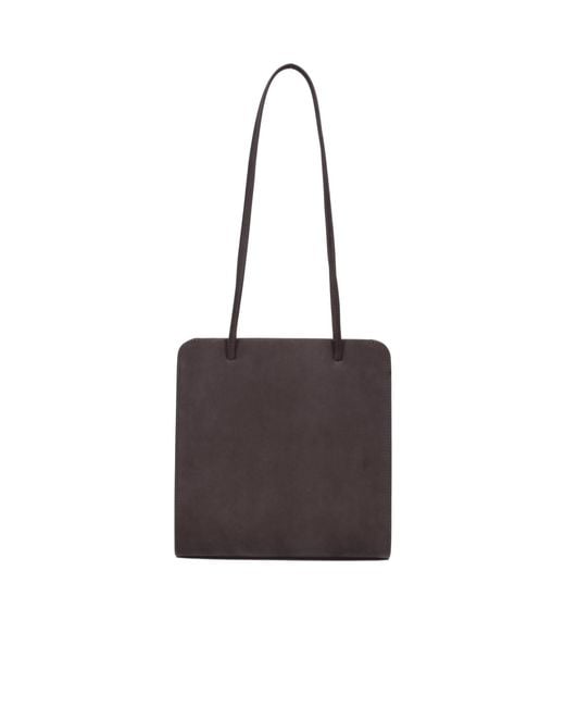 Faune Brown Lisse Structured Shoulder Bag