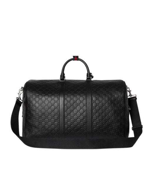 Gucci Black Gg Emblem Large Duffle Bag, Leather for men