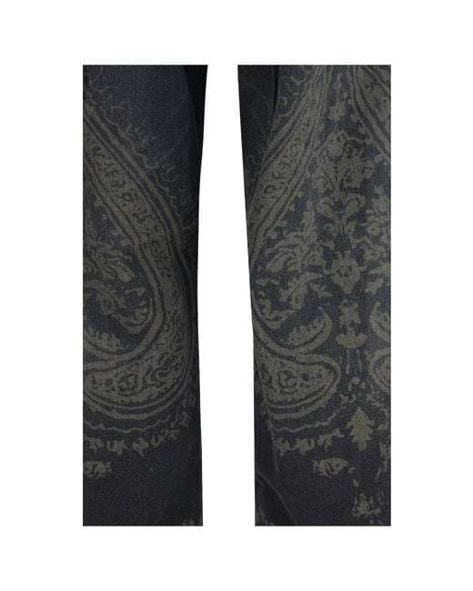 R13 Blue Damon Wide-Leg Printed Jeans