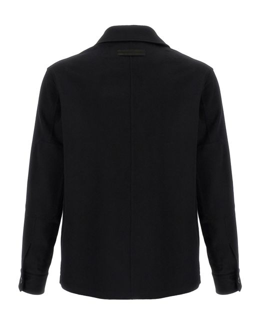 Zegna Black Cashmere Pocket-Detail Overshirt for men
