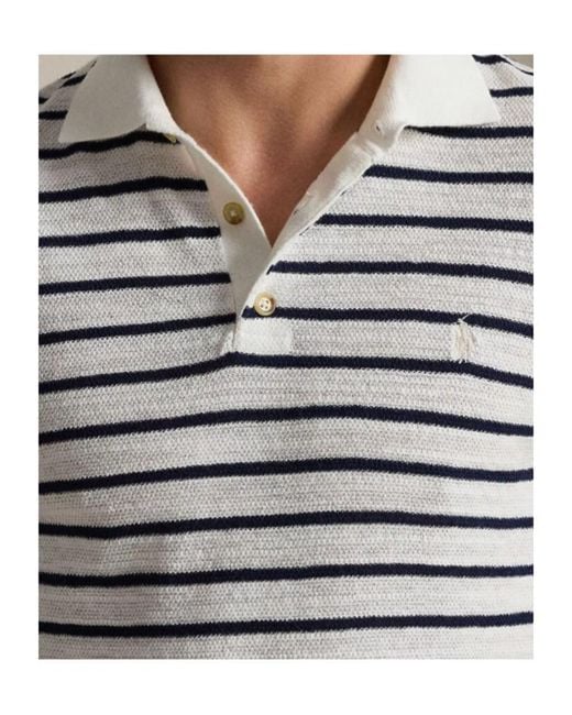 Polo Ralph Lauren White Striped Short-Sleeved Polo Shirt for men