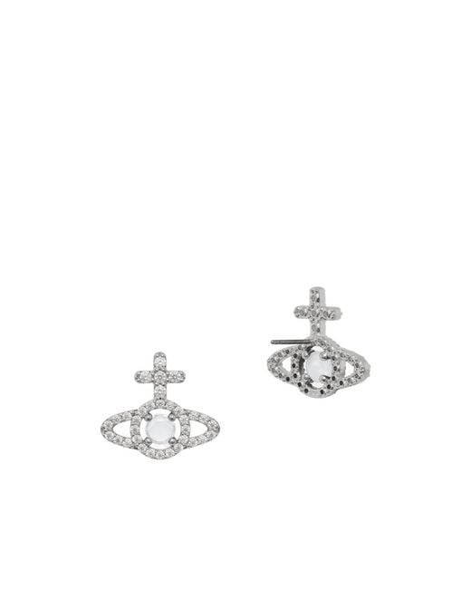 Vivienne Westwood White Crystal Orb Stud Earrings
