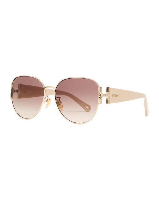 Chloé Pink Round-Frame Sunglasses