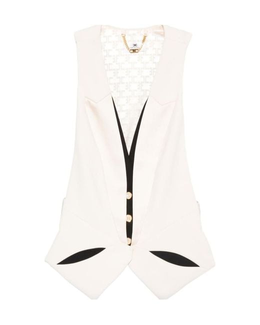 Elisabetta Franchi Natural Button Sleeveless Waistcoat