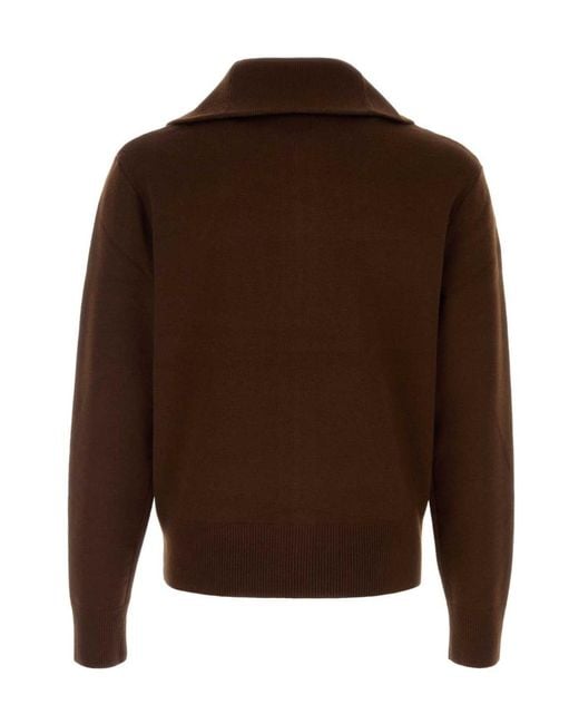 Entire studios Brown Zip-Up Knit Cardigan for men