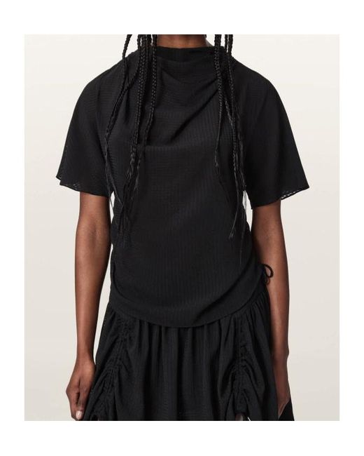 AllSaints Black Short-Sleeved High-Neck Top
