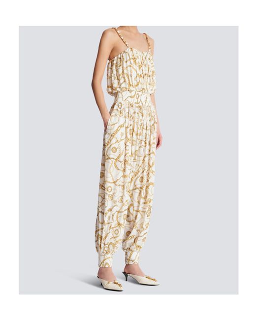 Balmain Metallic Flowing Printed Jumpsuit With Chains Pattern