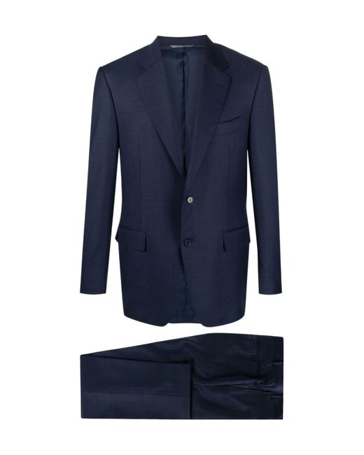 Canali Blue Single-Breasted Wool Suit for men