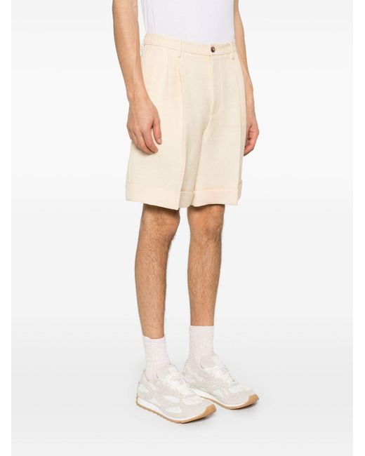 Valentino Natural Pleat Detailed Textured Shorts for men