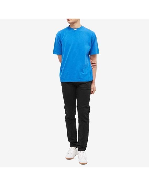 Heron Preston Blue Logo Embroidered Crewneck T-Shirt for men