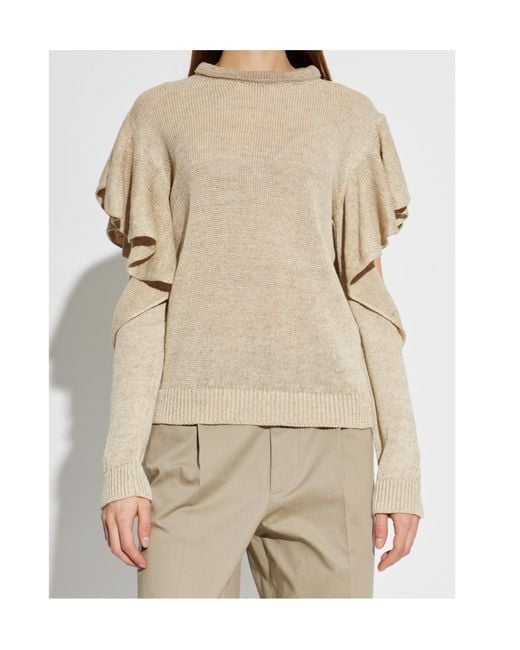 Moschino Natural Ruffled Sleeve Knitted Sweater