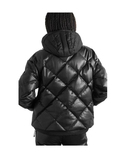 Bogner Black Lissi-D Hooded Layered Quilted Faux-Leather And Shell Jacket