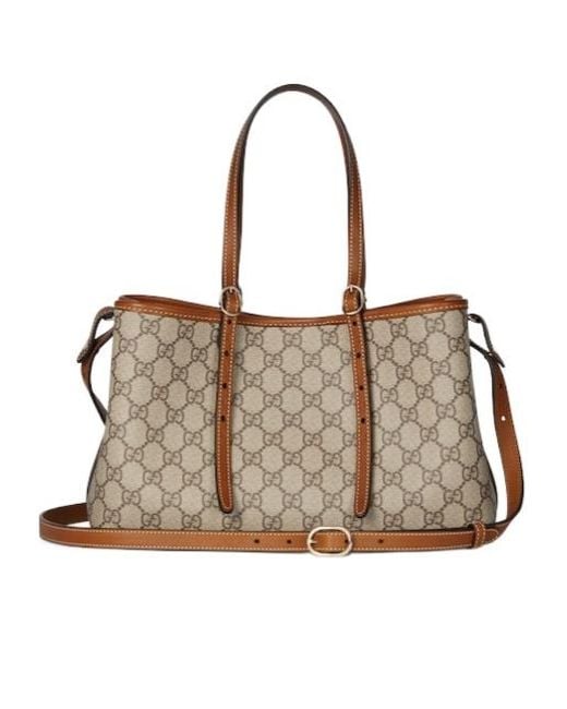 Gucci Brown Gg Emblem Small Tote Bag