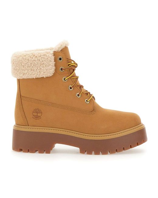 Timberland Brown Shearling-Lined Platform Boots