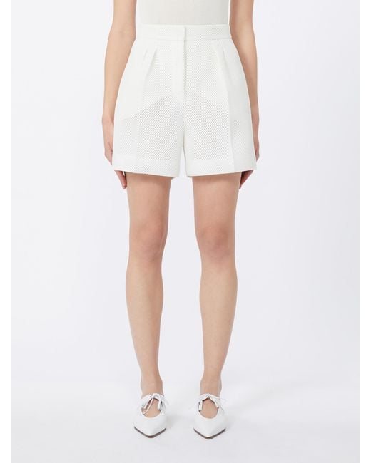 Max Mara White Technical Mesh Shorts