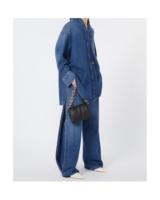 Sportmax Blue Gastone Logo-Patch Wide-Leg Jeans