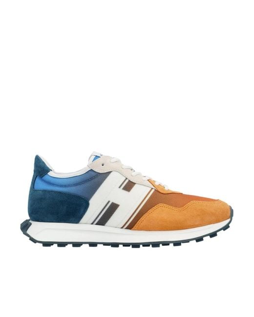 Hogan Blue Round Toe Panelled Sneakers for men