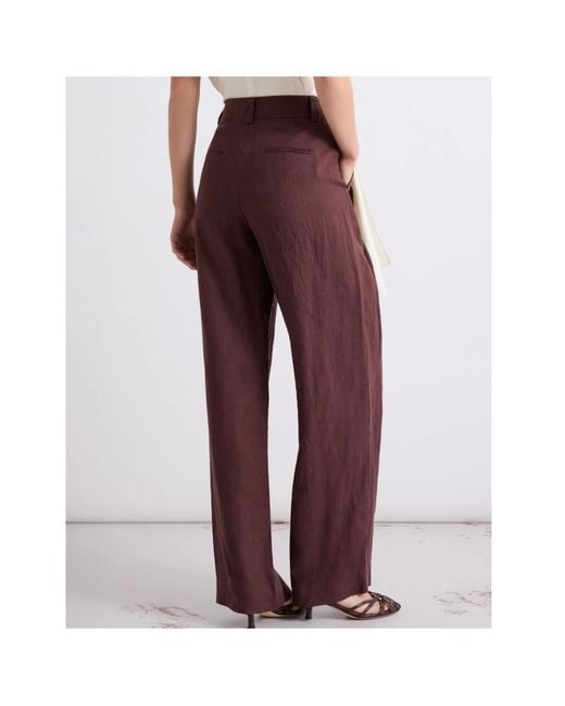 Marella Purple Washed Linen Trousers