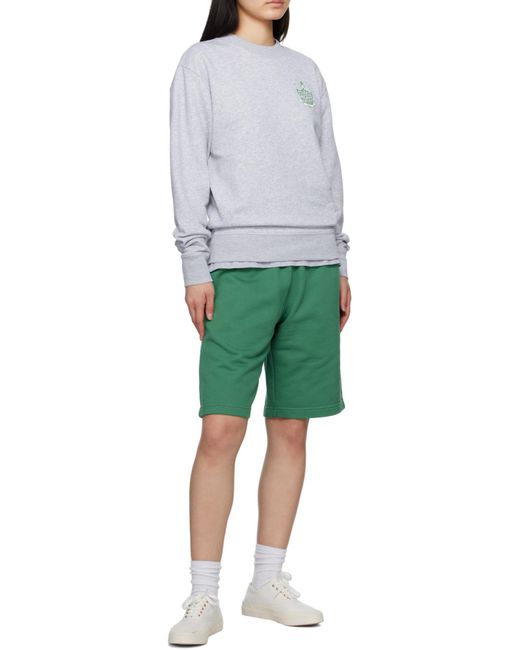 Maison Kitsuné Blue Logo-Print Long-Sleeved Cotton Sweatshirt for men