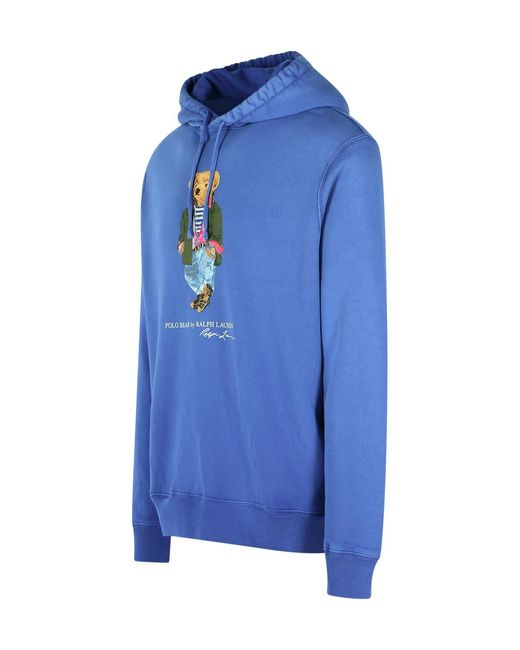 Polo Ralph Lauren Blue Polo Bear Garment-Dyed Fleece Hoodie for men