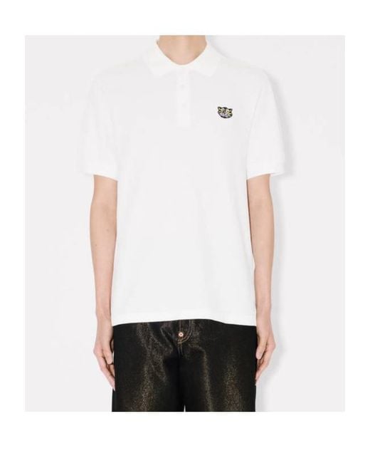 KENZO White Wild Tiger Slim Polo Shirt for men
