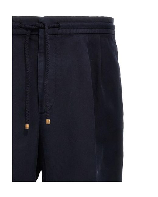 Brunello Cucinelli Blue Pleat-Detailed Drawstring Trousers for men
