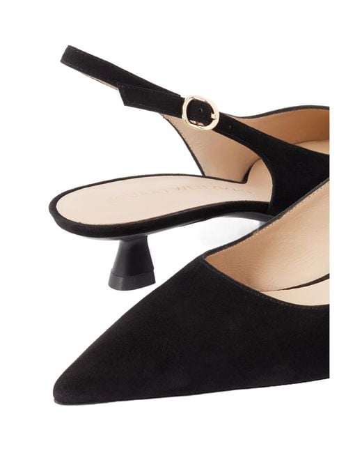 Stuart Weitzman Black Stuart Sculpt Leather-Trimmed Suede Slingback Pumps
