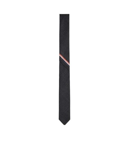 Thom Browne White Rwb-Stripe Logo Patch Tie for men