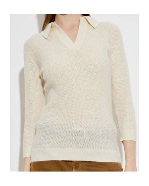 Isabel Marant White Collared Long-Sleeved Knit Sweater