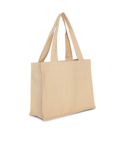 Ganni Natural Logo Embroidered Open Top Tote Bag