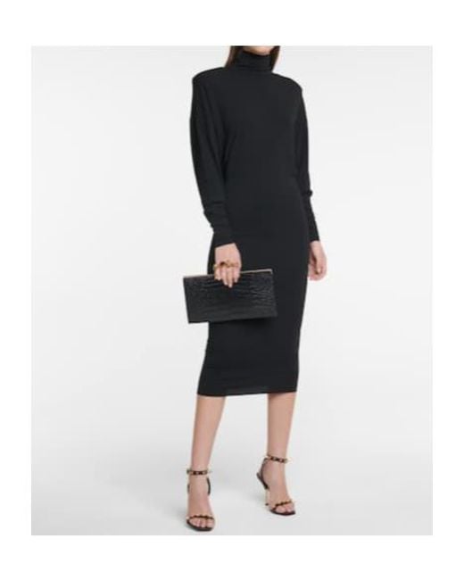 Alexandre Vauthier Black Turtleneck Stretch-Jersey Midi Dress