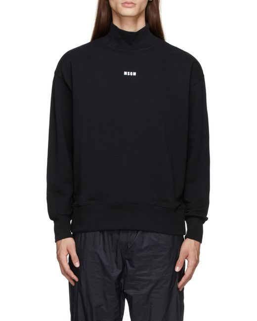 MSGM Black Logo Printed High Neck Sweatshirt for men