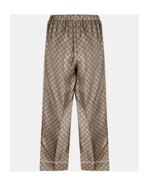 Gucci Gray Logo Wide-Leg Track Pants