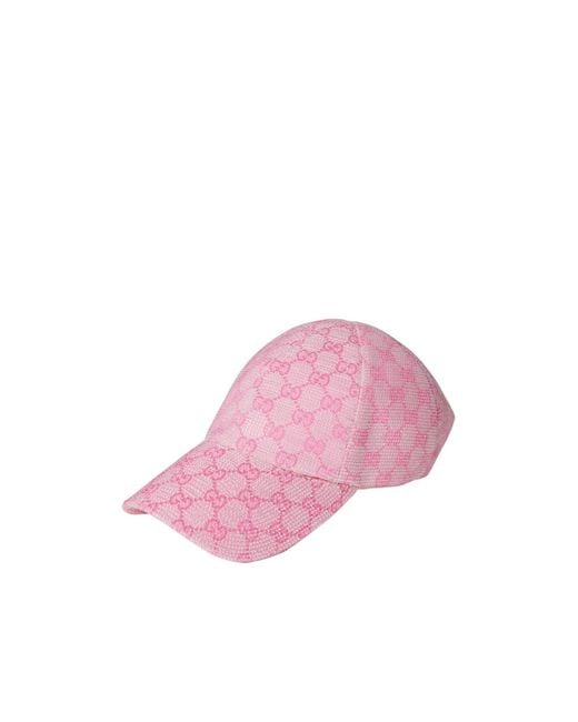 Gucci Pink Embroidered Gg Canvas Baseball Hat