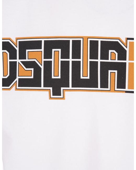 DSquared² White Logo Printed Crewneck T-Shirt for men