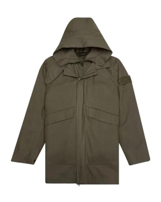 Stone Island Green Cotton Hooded Jacket for men