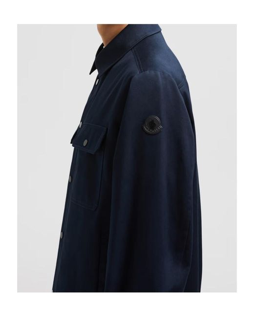 Moncler Blue Collared Long-Sleeve Shirt for men