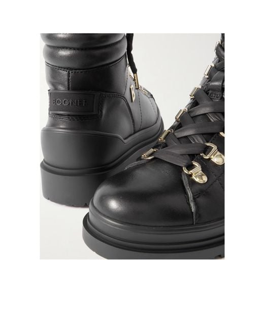 Bogner Black Shearling-Lined Leather Ankle Boots