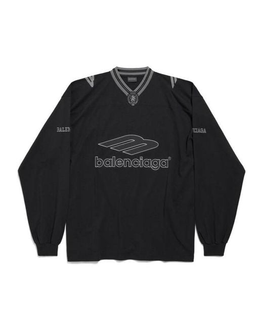 Balenciaga Black 3B Football Long-Sleeved T-Shirt for men