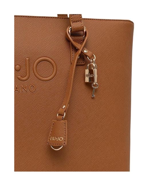 Liu Jo Brown Embossed Padlock Shoulder Bag
