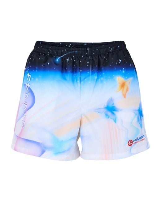 Casablanca Blue Elastic Waist Swim Trunks for men