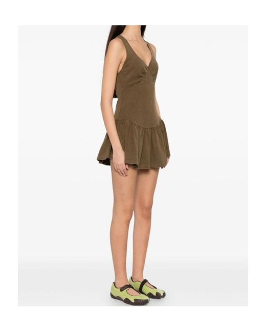 ShuShu/Tong Brown V-Neck Mini Dress